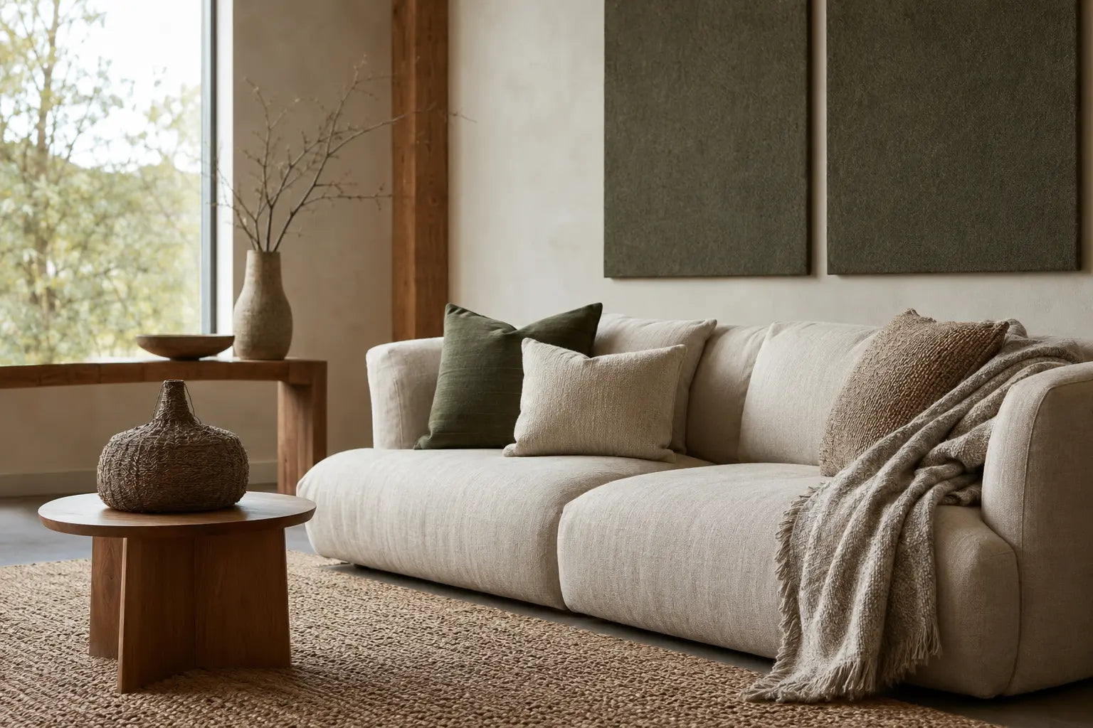 Natural textile furnishings and home interior